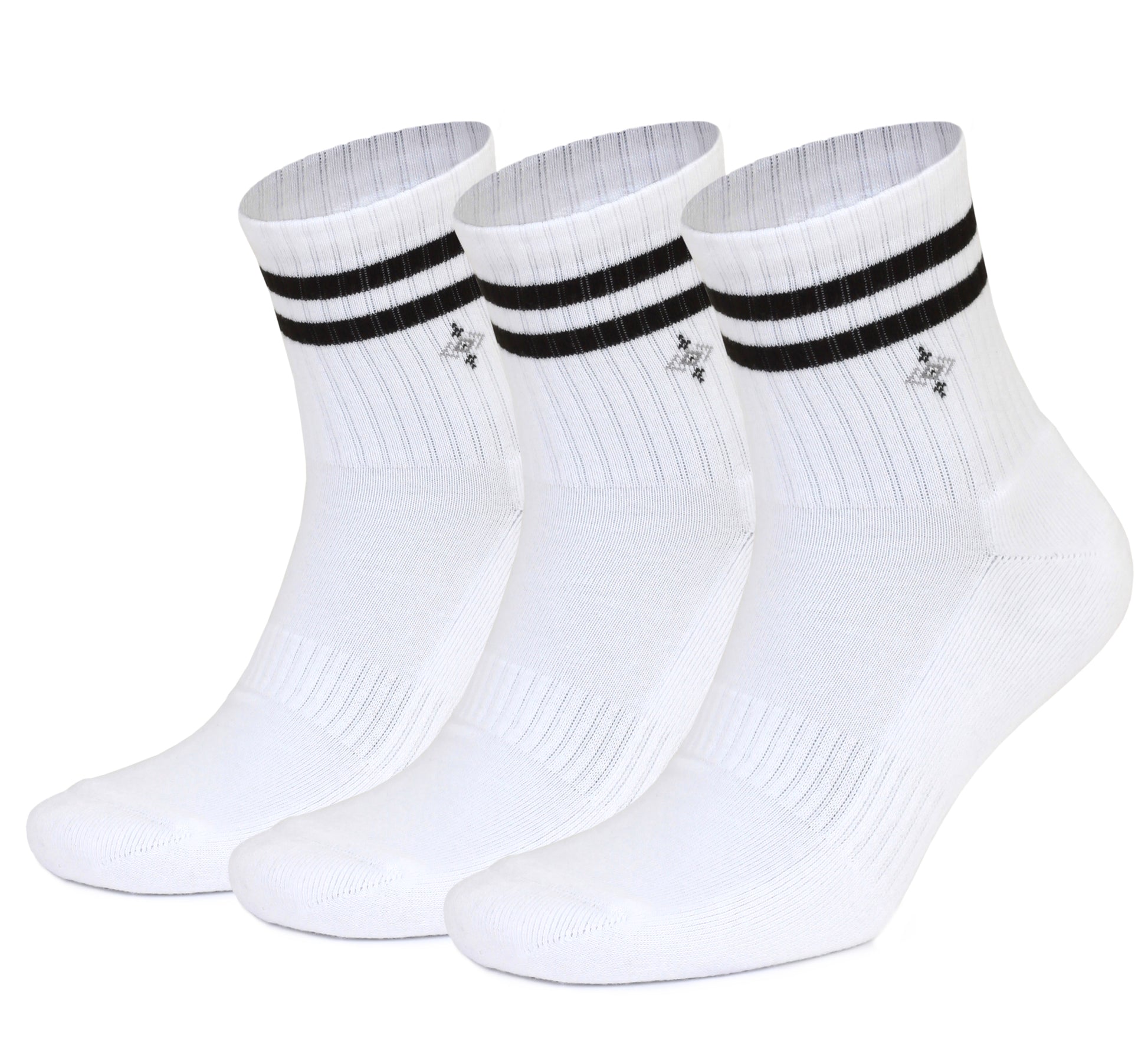 White Quarter High Crew Socks for Men