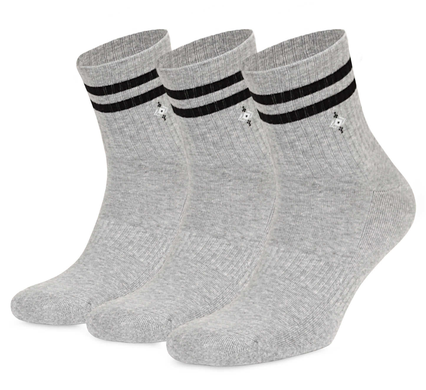 Gray Quarter High Crew Socks for Men