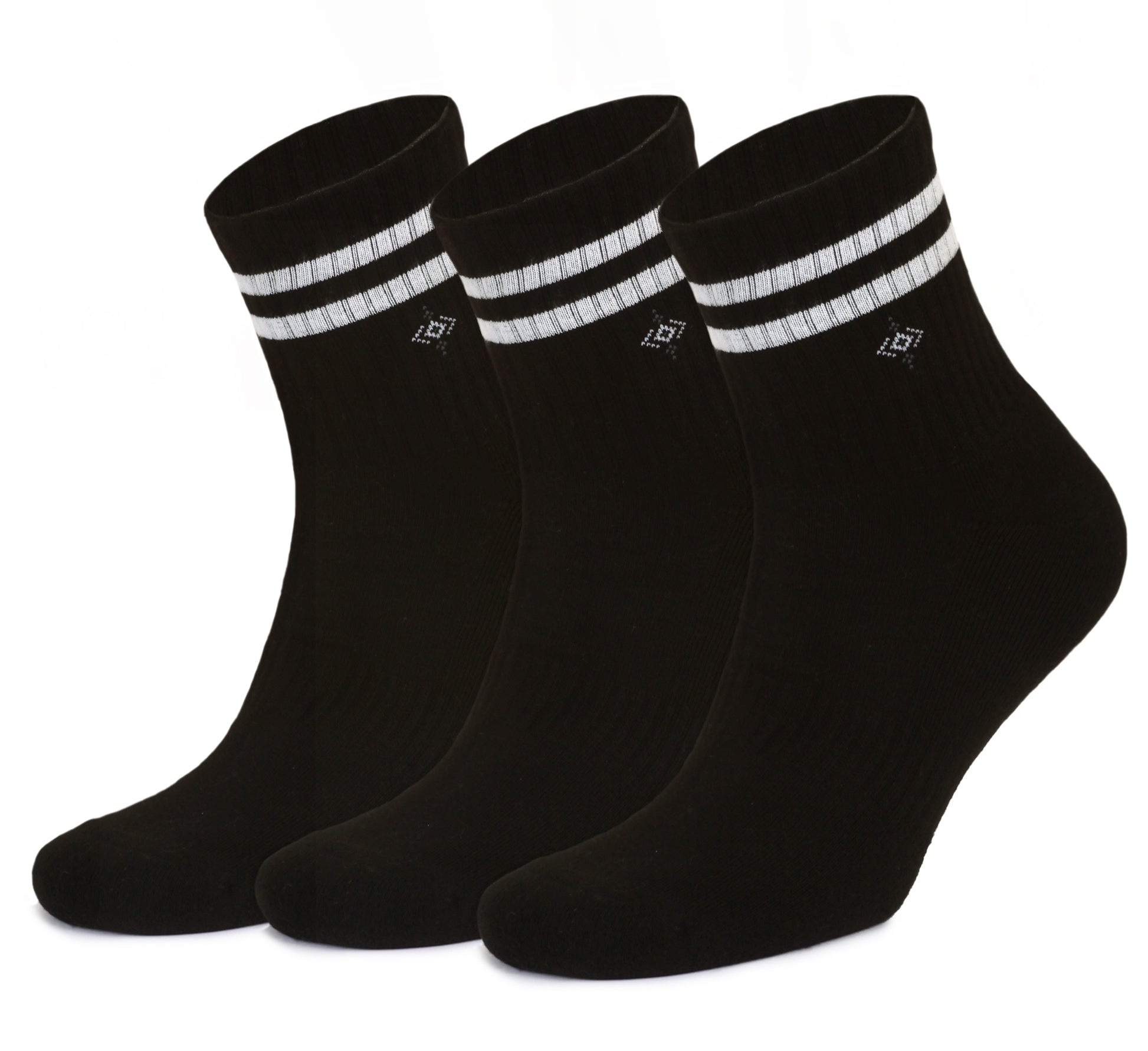 Black Quarter High Crew Socks for Men